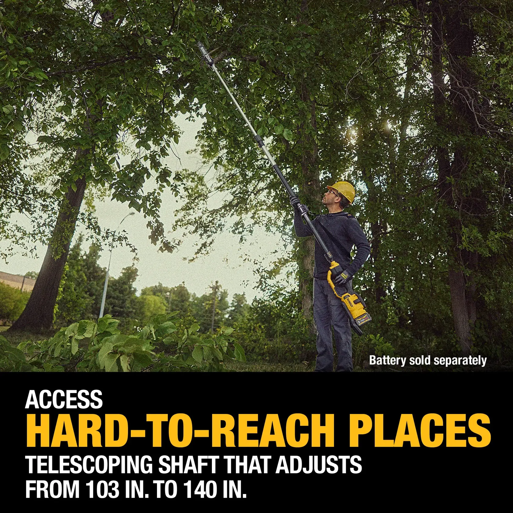 DEWALT® 60V MAX* 10-in. 140-in. Telescoping Pole Saw (Tool Only)