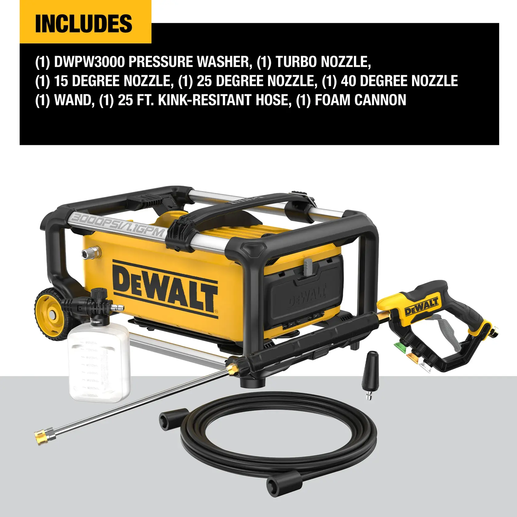 DEWALT® 3000 MAX PSI* 1.1 GPM** Brushless Electric Jobsite Pressure Washer